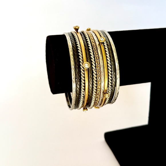 NEIMAN MARCUS Stackable Mixed Metal Bangle Set of 12 | NWT - Picture 9 of 9